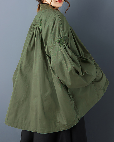 ellazhu Women's Coats Mock Neck Solid Long Sleeve Zip Up Plus Size High-low Hem Side Pockets GZ697 Black