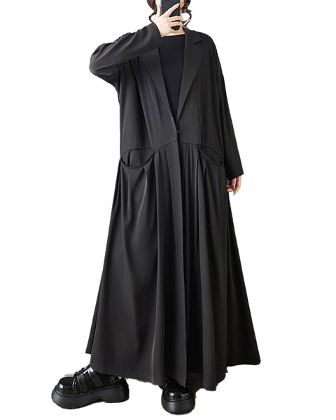 ellazhu Women's Gothic Maxi Dress Loose Long Sleeve Oversized A Line Casual Plus Size Flowing Elegant Long Dress GZ817