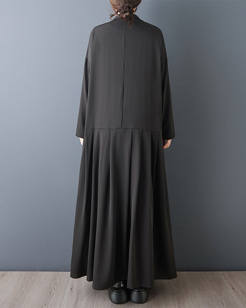ellazhu Women's Gothic Maxi Dress Loose Long Sleeve Oversized A Line Casual Plus Size Flowing Elegant Long Dress GZ817