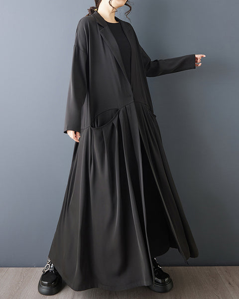 ellazhu Women's Gothic Maxi Dress Loose Long Sleeve Oversized A Line Casual Plus Size Flowing Elegant Long Dress GZ817