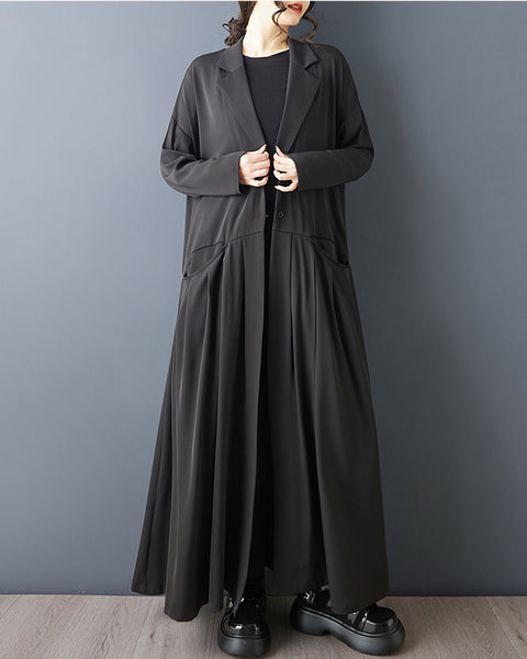ellazhu Women's Gothic Maxi Dress Loose Long Sleeve Oversized A Line Casual Plus Size Flowing Elegant Long Dress GZ817