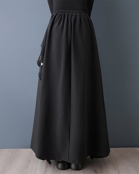 ellazhu Women's Oversized Asymmetrical Layered Maxi Skirt High Waist Gothic Dark Academia Designer Streetwear Skirt GZ841
