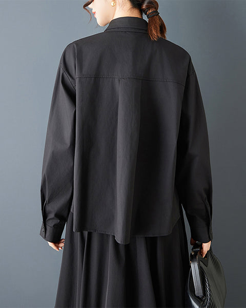 ellazhu Women's Gothic Mesh Patchwork Shirt Loose Long Sleeve Button Down Oversized Casual Plus Size Streetwear Top GZ845