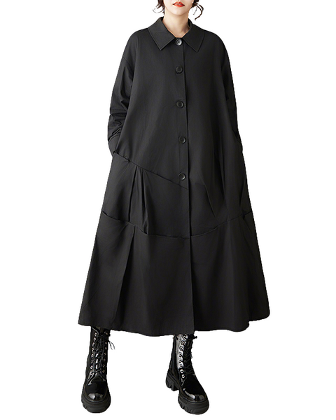 ellazhu Women's Oversized Trench Coat Long Button Down Jacket Loose Lapel Windbreaker Casual Maxi Outerwear Plus Size GZ855
