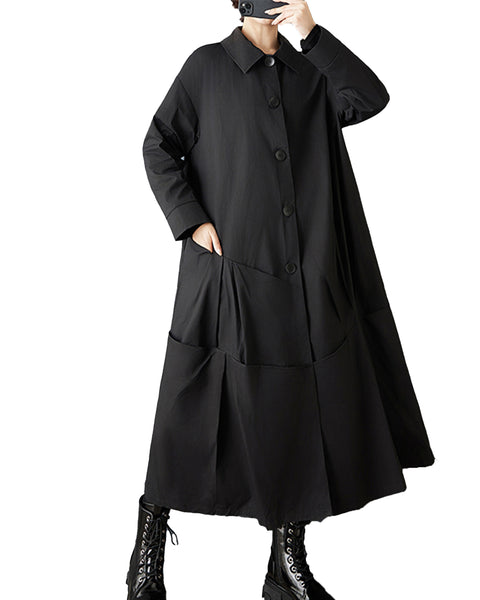 ellazhu Women's Oversized Trench Coat Long Button Down Jacket Loose Lapel Windbreaker Casual Maxi Outerwear Plus Size GZ855