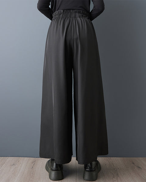 ellazhu Women's Wide Leg Pants High Waist Palazzo Trousers Loose Button Detail Casual Full Length Pants GZ861