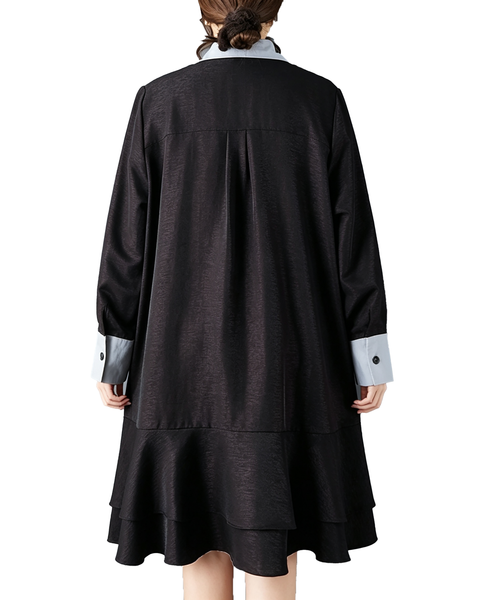 ellazhu Women's Oversized Ruffle Button Down Collared Shirt Dress GZ909