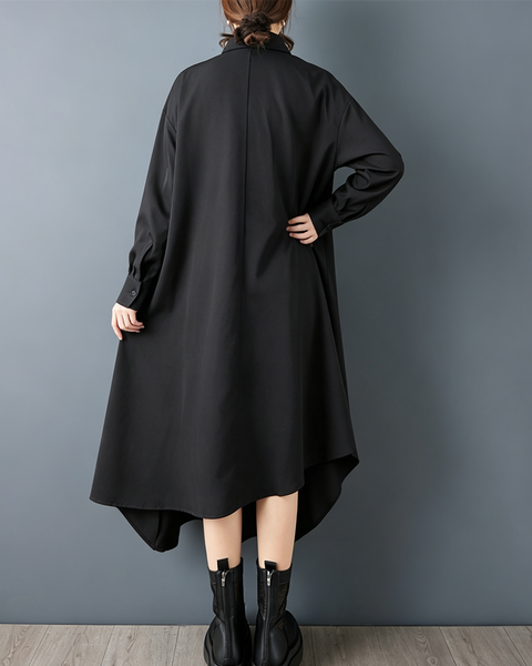 ellazhu Women's Oversized Asymmetric Button Down Tunic Shirt Dress GZ911