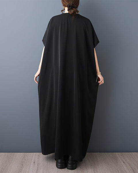 ellazhu Women's Oversized Caftan Maxi Dress V Neck Loose Short Sleeve Pocket Casual Plus Size Solid Casual GZ916
