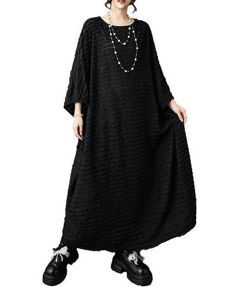 ellazhu Women's Oversized Textured Batwing Sleeve Maxi Dress Flowy GZ919