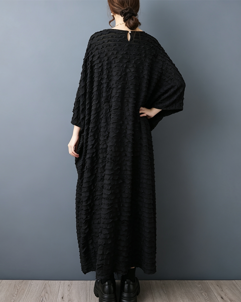 ellazhu Women's Oversized Textured Batwing Sleeve Maxi Dress Flowy GZ919