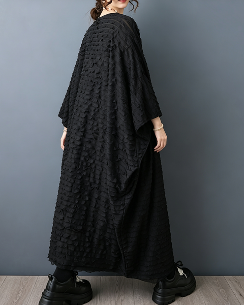 ellazhu Women's Oversized Textured Batwing Sleeve Maxi Dress Flowy GZ919