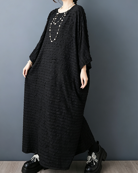 ellazhu Women's Oversized Textured Batwing Sleeve Maxi Dress Flowy GZ919