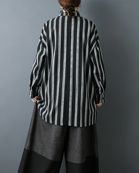 ellazhu Women's Oversized Striped V Neck Long Sleeve Tunic Blouses GZ932