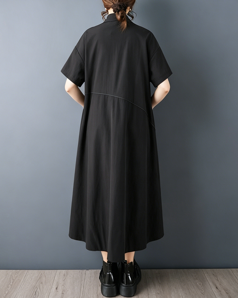 ellazhu Women's Oversized Shirt Dress Button Down A Line Irregular Hem Short Sleeve Plus Size Casual Flowy Tunic GZ958
