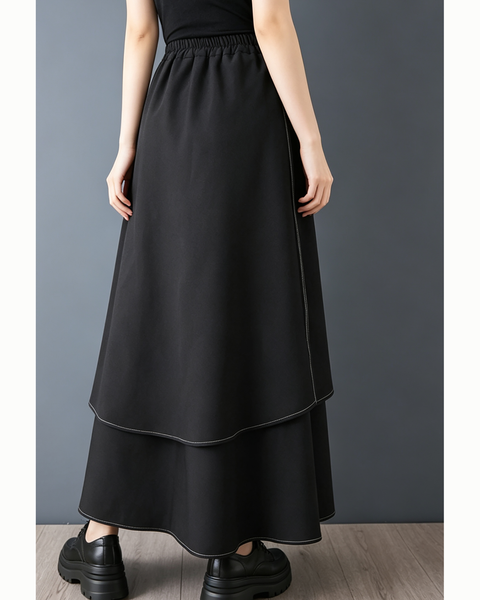 ellazhu Women's High Waist Layered Culotte Pants Irregular Hems GZ991