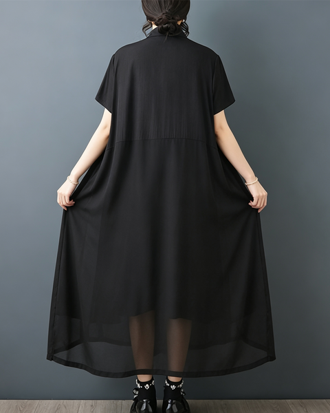 ellazhu Women's Chiffon Shirt Dress Oversized Button Down Flowy GZ992