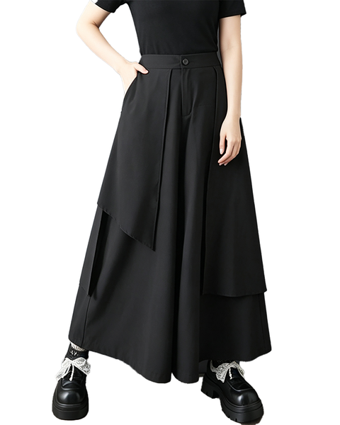 ellazhu Women's Asymmetrical Skirt Pants Wide Leg Culottes Maxi GZ997