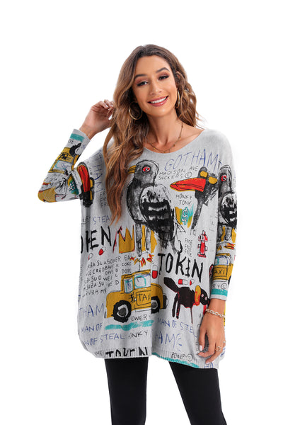 ❤ellazhu ❤Women Fall Long Sleeve Crewneck Loose Casual Sweater Sweatshirts DH07