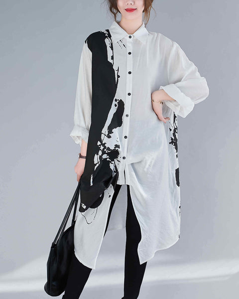 ellazhu Long Sleeve Shirt Dress GA2225