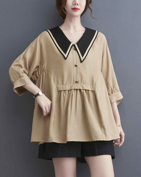 ellazhu Women 3/4 Sleeves Tops T-Shirt Pullover Blouse GA2384