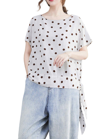 ellazhu Women Short Sleeves T-Shirt Pullover Blouse GA2403