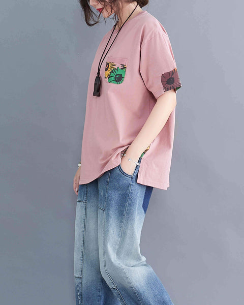 ellazhu Women Short Sleeves Tops T-Shirt Pullover Blouse GA2412