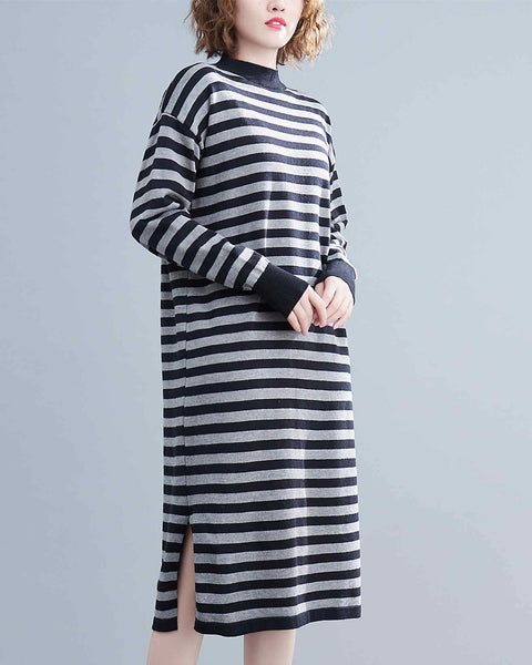 ellazhu Women Long Sleeve Crewneck Sweater Midi Dress GA2473