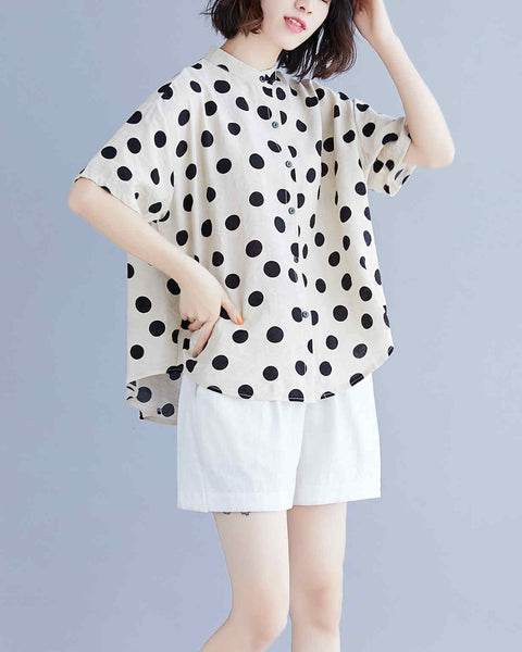 ellazhu Women's Short Sleeve Blouse Button Down Top for Summer GA2490
