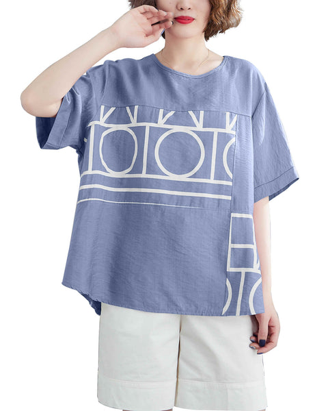ellazhu Women Short Sleeves Crewneck Tops T-Shirt Pullover Blouse GA2496