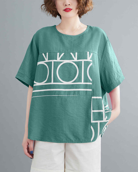 ellazhu Women Short Sleeves Crewneck Tops T-Shirt Pullover Blouse GA2496