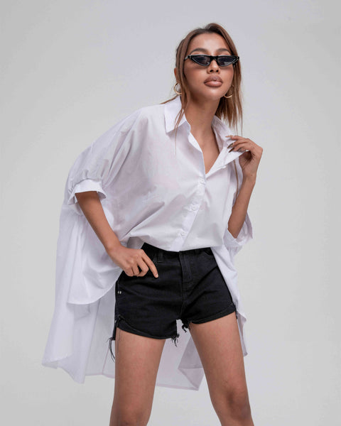 ellazhu Women Short Sleeve Solid Button Down Shirt Tops Blouse GY2769